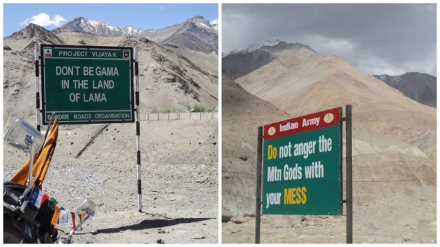 sign boards with quotes enroute pangong lake